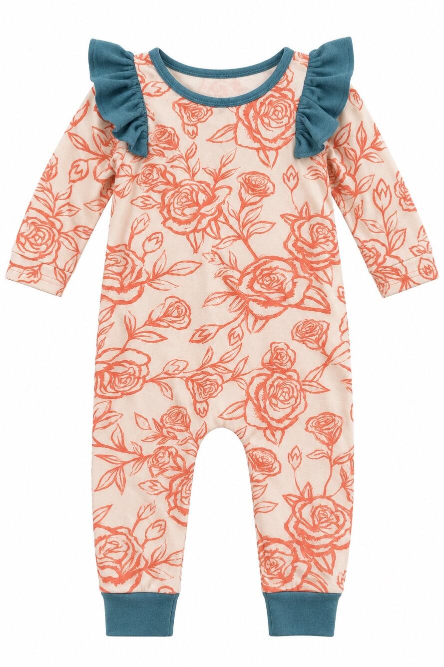 Rags Floral Ruffle One-Piece Coverall (12-18 Months)